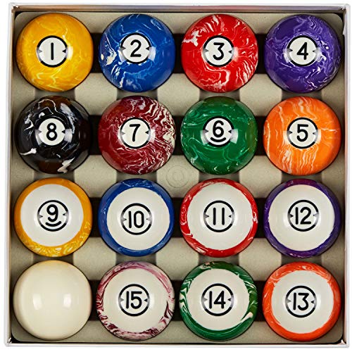 Collapsar Deluxe 2-1/4" Billiard Pool Balls Marble-Swirl Style Billiards Ball Complete 16 Ball Set (Several Style Available) - style: White Marble With Black Triangle