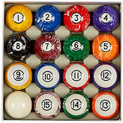 Collapsar Deluxe 2-1/4" Billiard Pool Balls Marble-Swirl Style Billiards Ball Complete 16 Ball Set (Several Style Available) - style: White Marble With Black Triangle