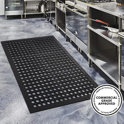 A1HC New All Purpose Anti Fatigue Versatile Rubber Floor Non-Slip Mat with Drain Holes, Perfect as Workplace Mat, Restaurant Kitchen Mat, Commercial Utility Garage Floor Mat - 32" x 47" (3 Pack) - size: 3 Pack - 47"L x 32"W x 0.6"Th