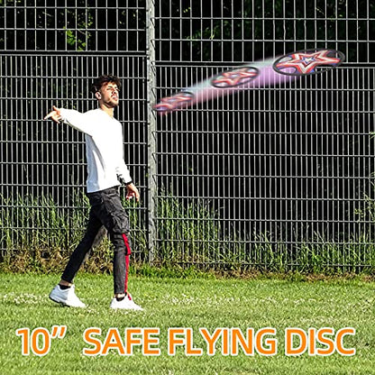 TurnWay Outdoor Two Soft Frisbee Throwing Disc, Flying Disc, Flying Saucer for Man and Woman in Yard, Beach, Lawn, Camping, Pool (Neon Lamp + Shield) - color: Neon Lamp + Shield