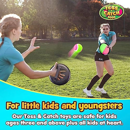 YoYa Toys Toss and Catch Ball Game Upgraded Set - Outdoor Kids Sports Activities - Outside Fun Summer Toy for Beach, Backyard, Park, Yard Lawn, Camping for Ages 4-12, 2 Catch Paddles, 2 Sticky Balls - style: 2 Paddles + 2 Balls