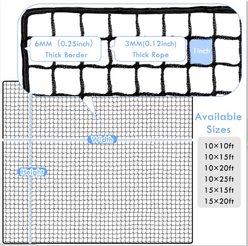 Amazgolf Golf Net,10Ft,15Ft,20Ft,25Ft, 30Ft, 40Ft Golf Practice Net,Sports Practice Barrier Net, Heavy Duty Ball Netting Golf Hitting Net, DIY Ball Net,Baseball Net Hockey Net and Chipping Net - size: 15*20ft