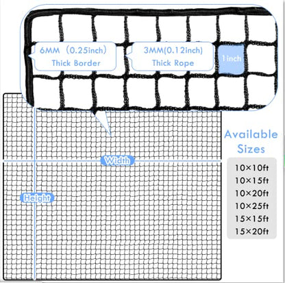 Amazgolf Golf Net,10Ft,15Ft,20Ft,25Ft, 30Ft, 40Ft Golf Practice Net,Sports Practice Barrier Net, Heavy Duty Ball Netting Golf Hitting Net, DIY Ball Net,Baseball Net Hockey Net and Chipping Net - size: 10*25ft