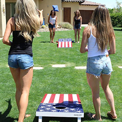 GoSports 4 x 2 ft Flag Series Wood Cornhole Sets – American Flag or State Flags – Includes 2 Regulation Size Boards, 8 Bean Bags, Carrying Case and Rules - style: American Flag