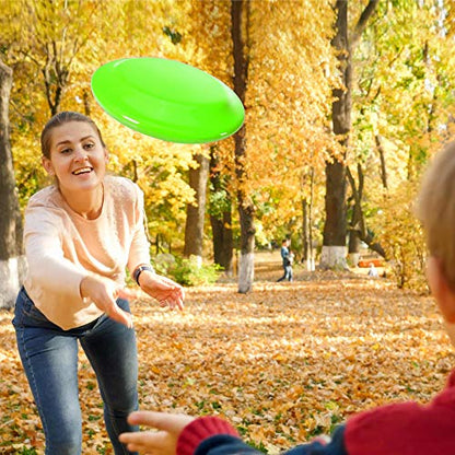 DISCOUNT PROMOS Frisbee Flying Discs in Bulk, 9.25 in. Fun Family Beach Game - color: - Custom - Neon Green, size: 10 flying discs