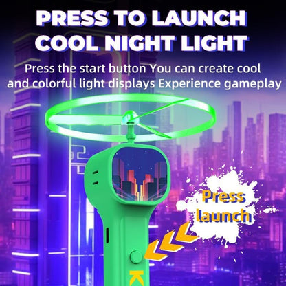 FunisFun Electric Disc Launcher with 6 Flying Spinners for Adults & Kids, Rechargeable Glow in The Dark Disc, Outdoor Fun Fidget Cat Fetch Toys for Pets Interactive Hunting