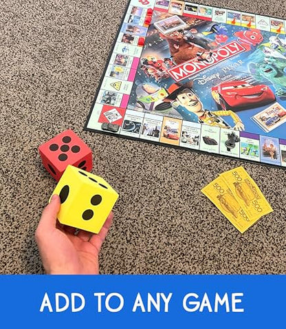 4 Foam Jumbo Playing Dice - Red, Yellow, Blue, Green - Kids Outdoor/Indoor Games, Classroom Supplies