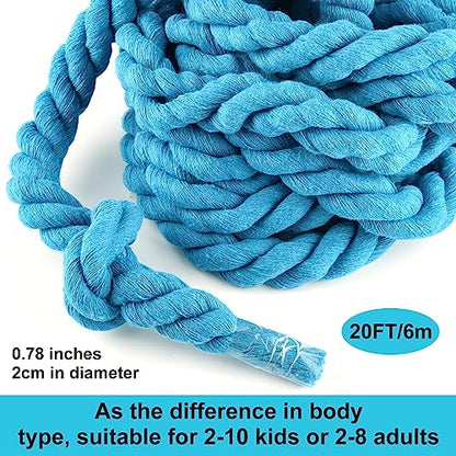 NEBURORA 20FT Tug of War Rope for Adults Outdoor Games Field Day Family Reunion Summer Outside Yard Backyard Lawn Camping Picnic Carnival Party Games Blue - color: Blue
