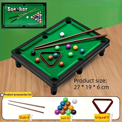 Mini Pool Table, Billiard Game with 11 Balls, 2 Cue and 1 Triangle, Portable Game Table, Table Snooker Game for Stress Relief, Play Set for Kids and Adults