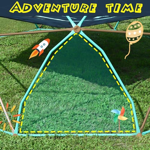 Merax 13FT Climbing Dome with Hammock, Outdoor Geometric Dome Climber Play Center for Kids 3-10 Supporting 1000 lbs, Easy Assembly Jungle Gym - style: 13FT Blue & Coffee