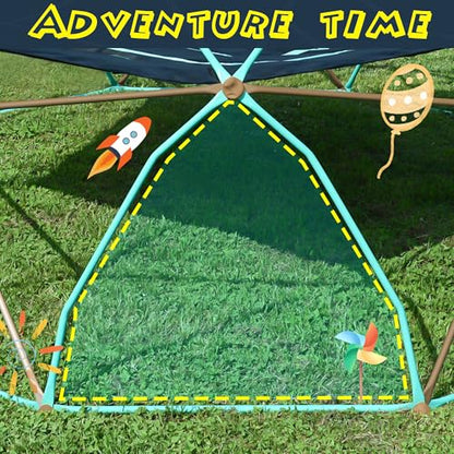 Merax 12FT Climbing Dome with Hammock, Outdoor Geometric Dome Climber Play Center for Kids 3-10 Supporting 1000 lbs, Easy Assembly Jungle Gym - style: 12FT Green & Sil