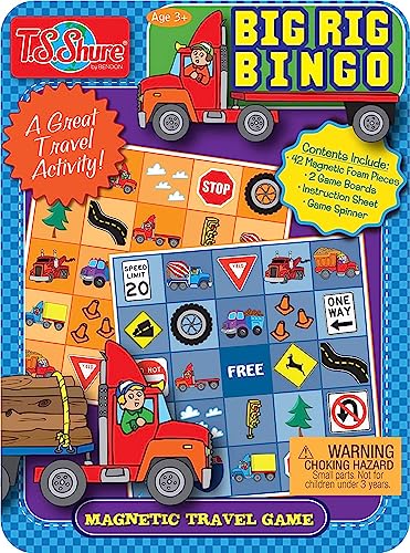 Game Party Road Trip Bingo for Kids Ages 4-8 - Magnetic Travel Bingo Set with Game Boards, Spinner, Pieces, and More