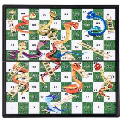 Snakes and Ladders Board Game Set-9.8", Magnetic Folding Travel Game, Family Fun Toys/Gift for Kids and Adults - style: Right Angled Style