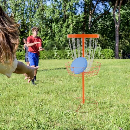 Disc Golf Basket, Portable Disc Golf Target Basket with 24 Heavy-Duty Chains, Professional Disc Golf Training Stand & Practice Basket for Backyard, Park, Camping