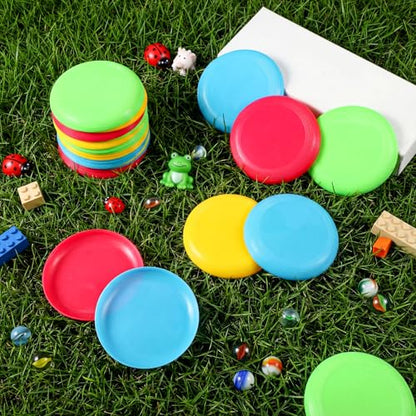 Hiboom Kids Flying Discs 3.4 Inch Mini Flying Disks Bulk Flyer Toy for Outdoor Pets Dog Yard Lawn Games Party Kindergarten Teaching Favors, 4 Colors