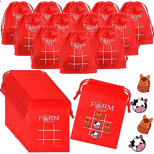 Sotiff 36 Set Tic Tac Toe Game Bulk for Kids Birthday Party Favors Farm Animal Tic Tac Toe with Bag for Class Gift Classroom Prizes Games School Exchange Party Favor Supplies - style: Farm