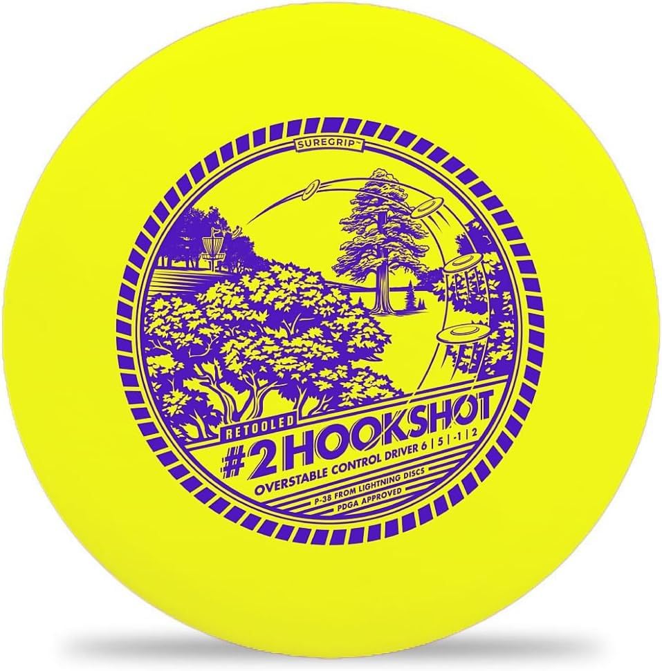 Lightning Disc Golf 3-Disc Set – Rubber Putter (2 | 3 | 0 | 0.5), #2 Hookshot (6 | 5 | -1 | 2), #2 Driver (8 | 5 | -2 | 2) – Sure Grip Plastic for Beginners - Contains a Driver, Midrange & Putter