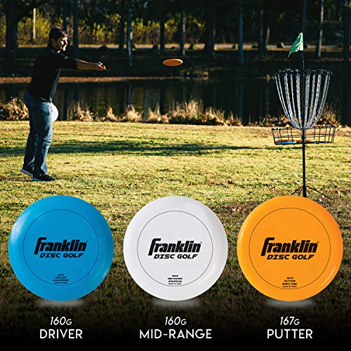 Franklin Sports Disc Golf Discs Set - Disc Golf Equipment Starter Set - style: Orange/Blue/White