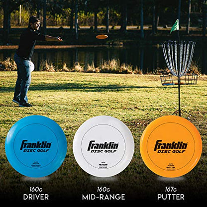Franklin Sports Disc Golf Discs Set - Disc Golf Equipment Starter Set - style: Orange/Blue/White
