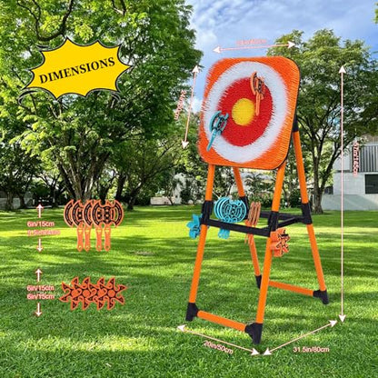 Portable Axe Throwing Game, Throwing Bristle Target with 16 Throwing Axes Set for Backyard, Indoor & Outdoor,Yard Games, Carnival Games