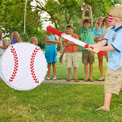 Deekin Small Piñata Baseball Piñata with Stick Blindfold Confetti for Sports Theme Party Decoration Supplies - style: Baseball