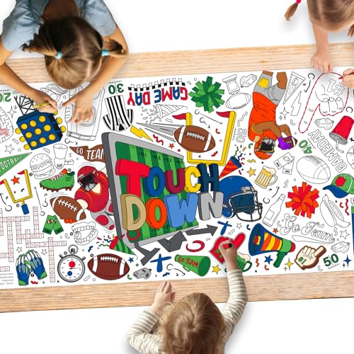 Gatherfun Football Party Giant Coloring Poster - 31.5X 72 Inches - Versatile Classroom Wall Décor & Football Birthday Decorations-Poster or Table Cover for School Parties and Special Events - style: football