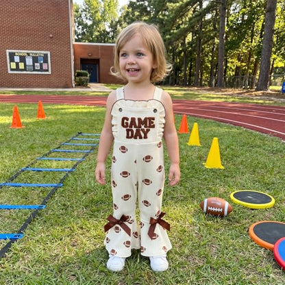 Toddler Baby Girl Football Outfit Game Day Bottom bell Overall Rugby Romper - size: 12-18 Months