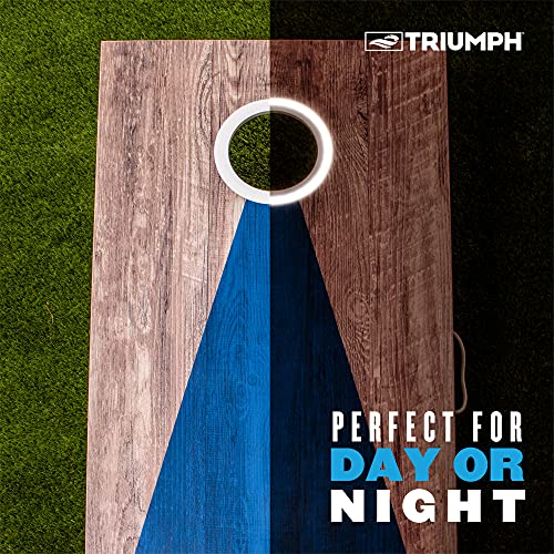 Triumph Sports LED Regulation Cornhole Board Set with Light-Up Boards, 8 Weather-Resistant Cornhole Bags & Durable All-Wood Design Perfect for Tailgates, BBQs, Parties & Backyard Fun