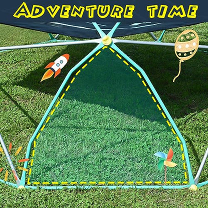 Merax 12FT Climbing Dome with Hammock, Outdoor Geometric Dome Climber Play Center for Kids 3-10 Supporting 1000 lbs, Easy Assembly Jungle Gym - style: 12FT Green & Silver