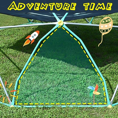 Merax 13FT Climbing Dome with Hammock, Outdoor Geometric Dome Climber Play Center for Kids 3-10 Supporting 1000 lbs, Easy Assembly Jungle Gym - style: 13FT Green & Silver