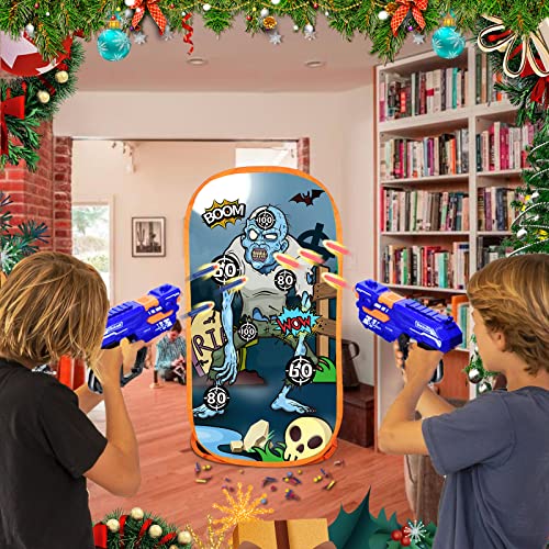 Quanquer Toy Foam Blasters Shooting Practice Target Compatible with Nerf Toy Blasters - Zombie Shooting Target Game with Net - Ideal Shooting Games Toy Gift for Boys Girls Indoor Outdoor Activity