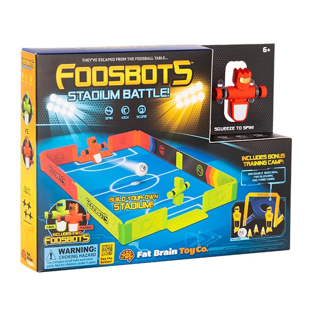 Fat Brain Toys Foosbots Stadium Battle Set, 2 Player Games for Kids Toys, New Active Play for Ages 6 and Up