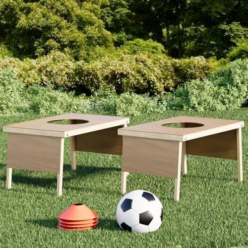 Backyard Soccer Game with 2 Tables, 1 Ball, 4 Cones, Soccer Training Equipment, Portable Football Practice Outdoor Game for Backyard, Beach, Field Fun, No Assembly Needed