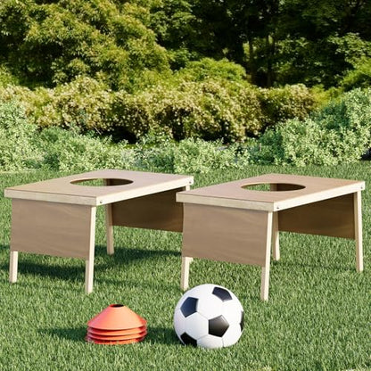 Backyard Soccer Game with 2 Tables, 1 Ball, 4 Cones, Soccer Training Equipment, Portable Football Practice Outdoor Game for Backyard, Beach, Field Fun, No Assembly Needed