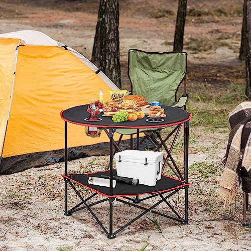 ZenStyle Indoor Outdoor Pop Up Portable Folding Picnic Table Camping Beach Table with Cupholders & Storage Bag