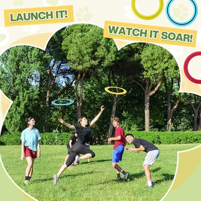 Soulchen 6 Pack Silicone Flying Ring 11 Inch Flying Disc Bulk for Backyard Pool Outdoor Soft Sports Family Camping Activities Sports Tossing Game (Blue, Yellow and Red)