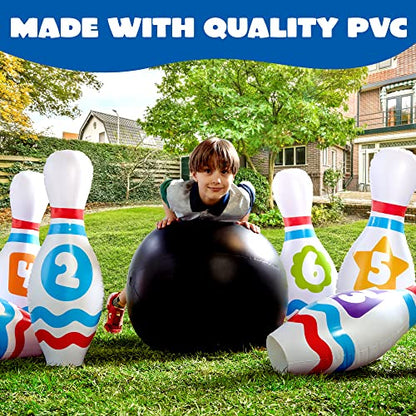 JOYIN Giant Inflatable Bowling Set for Kids and Adults, Christmas Birthday Party Games, Kids Education Motor Skills Toys - style: Educational Bowling