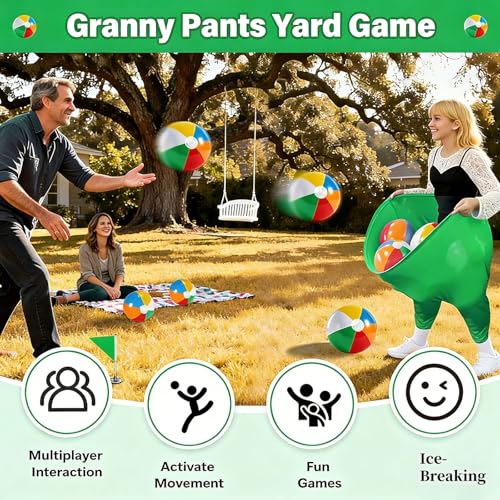 2 Pack Granny Pants Yard Game,Outdoor Party Game with 8 Pack Bouncy Balls and 2 Pack Pump,Fun Family Reunion and Adult Game for Groups - size: Adult sizes