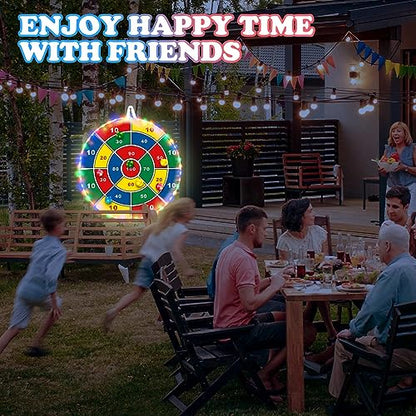 Kids Dart Board Game Set-29 inchs, Board Games with 16 Stick Balls, Summer Indoor Outdoor Toys Games for Kids Ages 4-8, Birthday Party Games Yard Toys for Kids Ages 3 4 5 6 7 8 9 10 11 - style: LED Dart Board