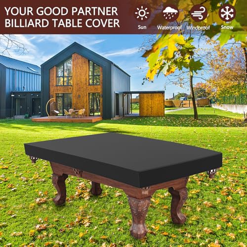 Pool Table Cover Waterproof Billiard Table Cover 7FT /8FT Tearproof Pool Table Protector Heavy-Duty 210D Oxford Cloth Snooker Table Dust Cover Machine Billiard Table Protector for Pool Table