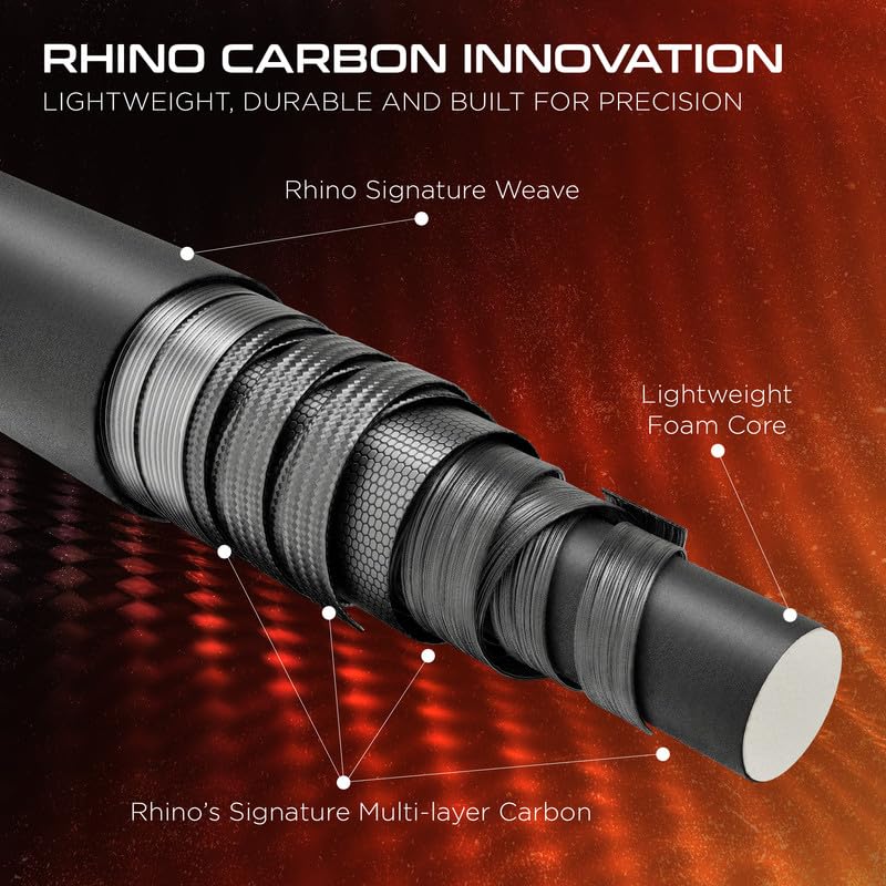 RHINO Must Carbon Fiber Pool Cue, Super Low Deflection Shaft 30”, 3/8-8 Joint, Nishiki Japan Tip 11.8mm/12.5mm, Professional Billiards Cue - size: 12.5 mm