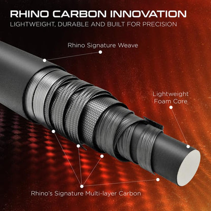 RHINO Must Carbon Fiber Pool Cue, Super Low Deflection Shaft 30”, 3/8-8 Joint, Nishiki Japan Tip 11.8mm/12.5mm, Professional Billiards Cue - size: 11.8 mm