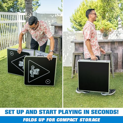 GoPong 8 Foot Portable Beer Pong/Tailgate Tables (Black, Football, American Flag, or Custom Dry Erase) - color: Black