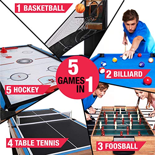 MD Sports 48 Inch 5-In-1 Combo Game Table, Multi