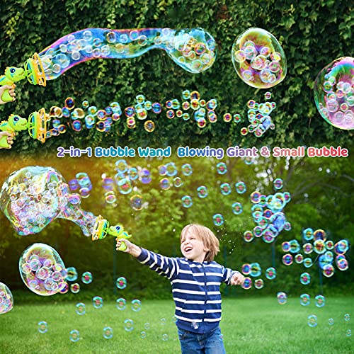 IFLOVE Dinosaur Bubble Gun for Kids 3-8, Bubble Machine Blower Toy (Green) | Bubble-in-bubble effect， Easy-Grip Dinosaur Bubble Gun Fills Summer Playtime and Party Favors With Colorful Bubbles - color: Green