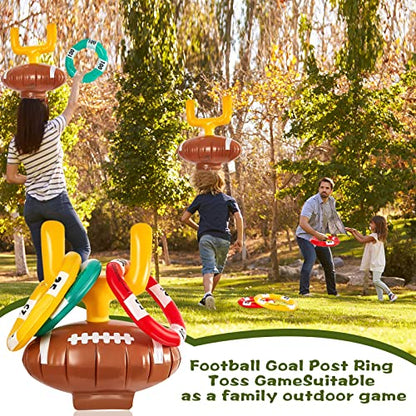 Civaner 2 Set Inflatable Post Ring Toss Football Goal Post Game Include 2 Pieces Hat 6 Pieces Toss Ring for Ball Party(Football)