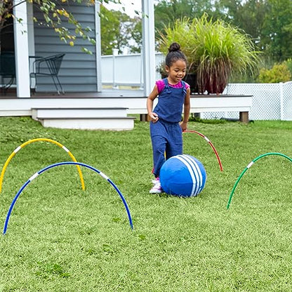 HearthSong Oversized Kick Croquet Outdoor Game fro 4+ years With Two 14" Cloth-Covered Balls, Seven Wickets, and Two Finish Flags