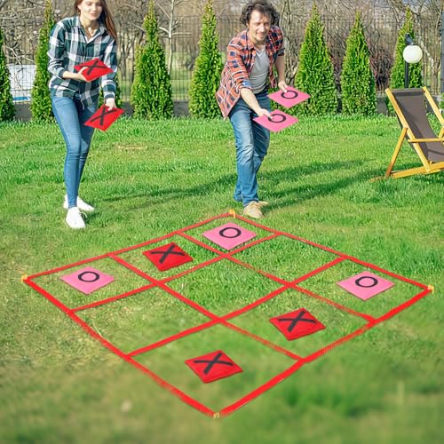 Soulchen Giant Tic Tac Toe Game with Bean Bag Toss and Storage Bag Outdoor Games for Adults Couple Family Large Outside Lawn Yard Carnival Party Supplies