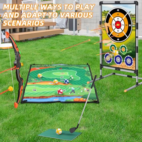 Spobot Golf Game Play Set for Kids - Bow and Arrow Set - 2-Pack Up Archery Set with 20 Suction Cup Arrows - Indoor and Outdoor Toy for Boys Girls 4 5 6 7 8 9 10 11 12 Year Old