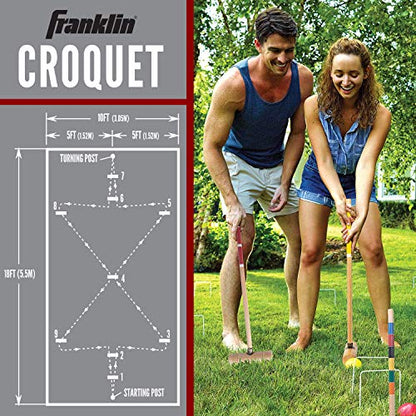 Franklin Sports Portable Backyard Croquet Sets - Complete 4 + 6 Player Croquet Sets with Mallets, Croquet Balls + Wickets Included - Outdoor Family Lawn Game Sets - style: Professional